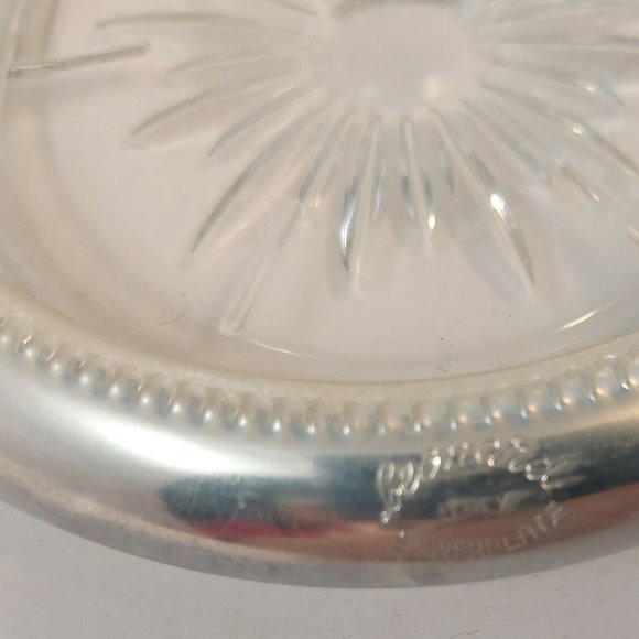 Leonard Crystal and Silver Coaster Ashtray Set Made in Italy Vtg New open box - Picture 6 of 6